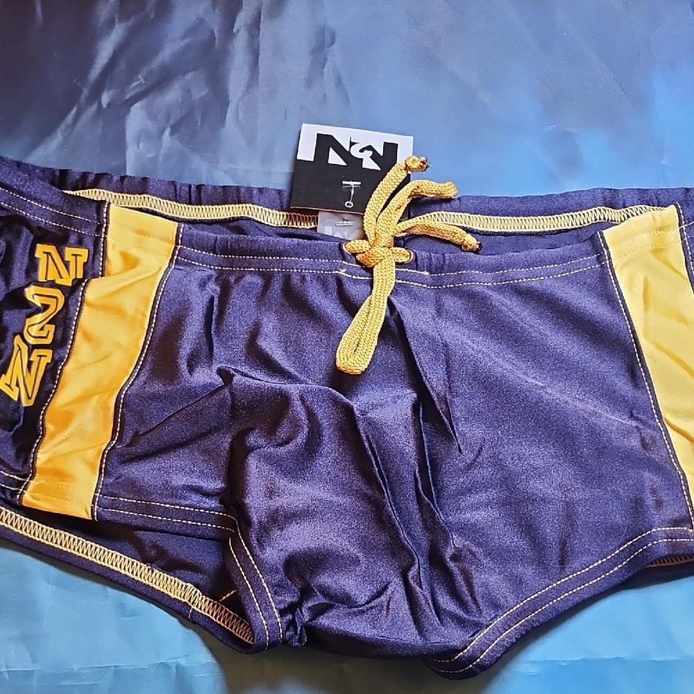 N2N  University Trunk Blue and Yellow Swim Trunks